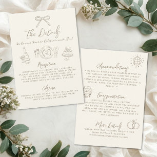 Carte D'accompagnement Détails de mariage vintage dessinés à la main