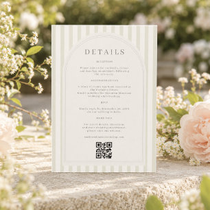 Carte D'accompagnement Détails de monogramme de mariage rayé vert sauge