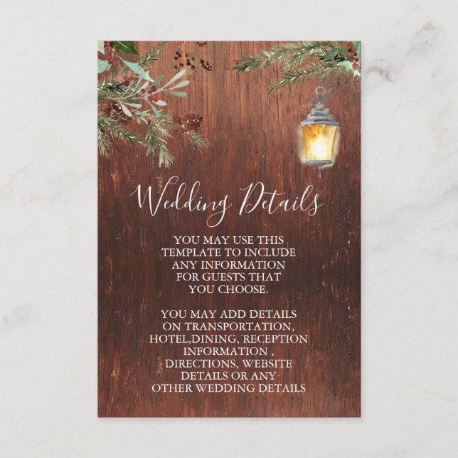 Carte D'accompagnement Détails de Noël en pin à bois mariage (Devant)
