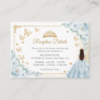 Détails de réception de Quinceanera bleu bébé or
