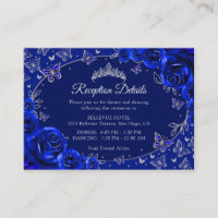 Détails de réception de Quinceanera bleu royal arg