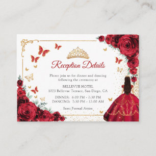 Carte D'accompagnement Détails de réception de Quinceanera de roses rouge