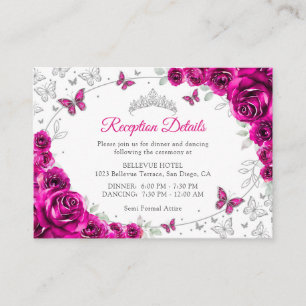 Carte D'accompagnement Détails de réception de Quinceanera rose fuchsia a
