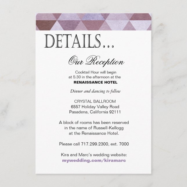 Carte D'accompagnement Détails de réception des triangles géométriques |  (Devant)