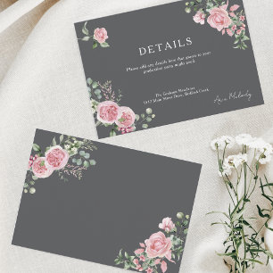 Carte D'accompagnement Détails de roses roses modernes pour la remise des