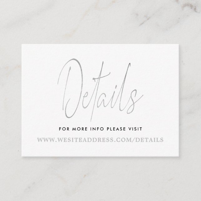 Carte D'accompagnement Détails de script de feuille d'argent moderne (Devant)