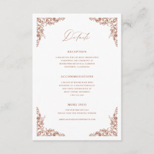 Carte D'accompagnement Détails de Terracotta Fiche Mariage Info