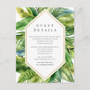 Carte D'accompagnement Détails des invités de mariage de plage d'été trop