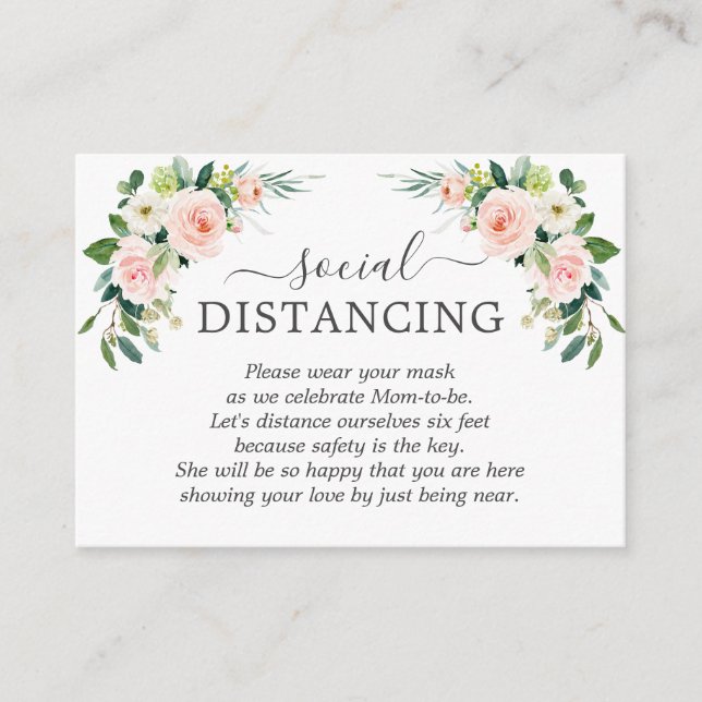 Carte D'accompagnement Détails du Baby shower Fleurs roses blanches (Devant)
