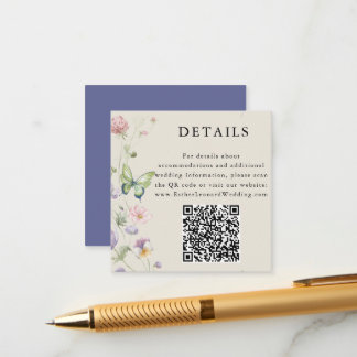 Carte D'accompagnement Détails du code QR de la fleur sauvage colorée élé