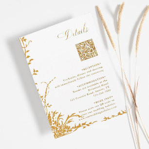 Carte D'accompagnement Détails du code QR de mariage botanique ambre