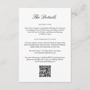 Carte D'accompagnement Détails du code QR du Mariage de la crête de monog
