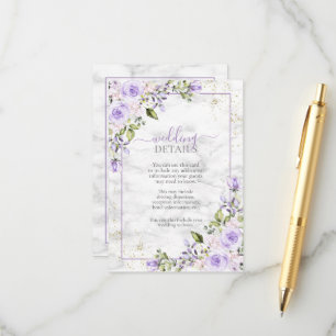 Carte D'accompagnement Détails du marbre d'or de Lavande de Lilac Rustiqu