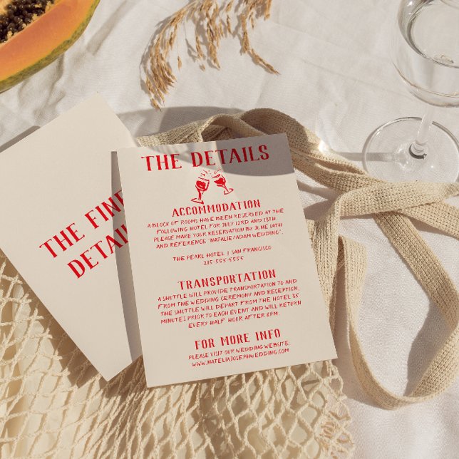 Carte D'accompagnement Détails du Mariage amusant Retro Red Hand Drake (Créateur téléchargé)