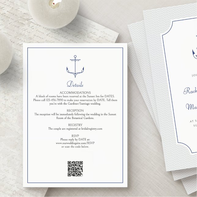 Carte D'accompagnement Détails du Mariage Ancre nautique (Créateur téléchargé)