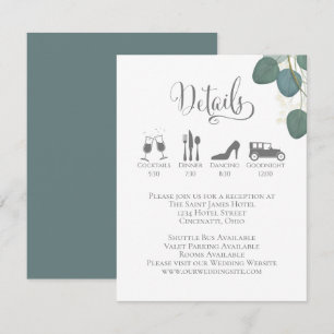 Carte D'accompagnement Détails du mariage avec le scénario Insérer Eucaly