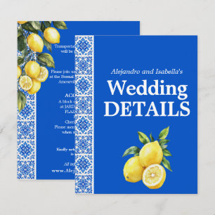 Carte D'accompagnement 💙🍋  Détails du Mariage Azul & Limone Romance