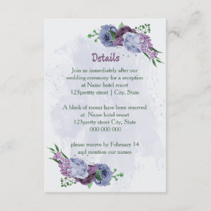Carte D'accompagnement Détails du mariage bleu pourpre et poussiéreux