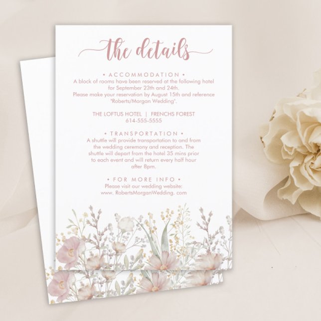 Carte D'accompagnement Détails du Mariage Boho Fleur sauvage simple (Créateur téléchargé)