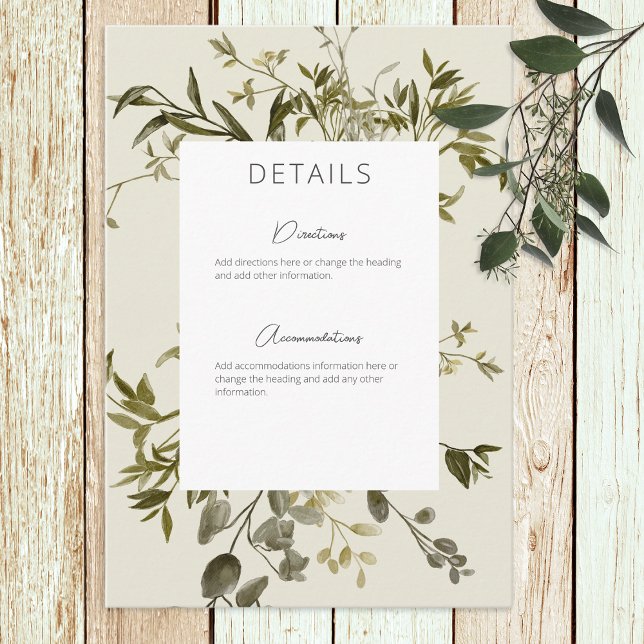 Carte D'accompagnement Détails du Mariage Boho Greenery (Créateur téléchargé)