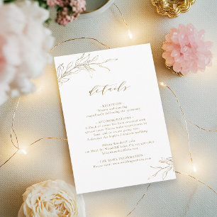 Carte D'accompagnement Détails du mariage botanique d'élégance simple or