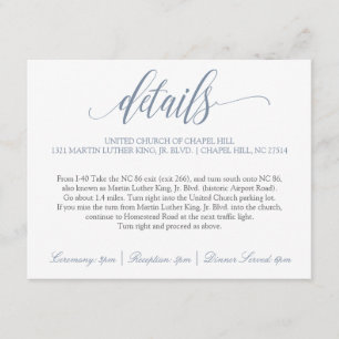 Carte D'accompagnement Détails du Mariage   Calligraphie Luxueuse (Bleu P