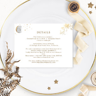 Carte D'accompagnement Détails du Mariage céleste blanc et or chic