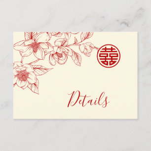 Carte D'accompagnement Détails du Mariage chinois Magnolia Cream