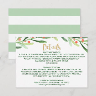 Carte D'accompagnement Détails du Mariage Christmas Holly Wreath