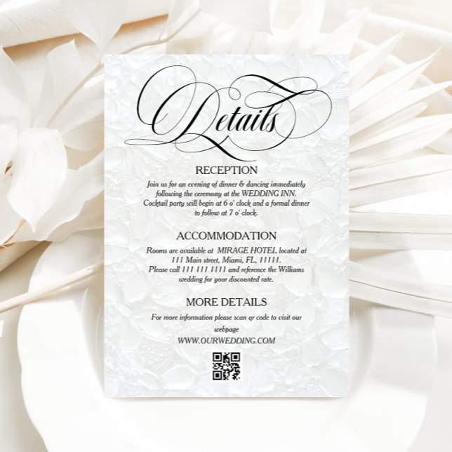 Carte D'accompagnement Détails du Mariage classique blanc et noir (Créateur téléchargé)