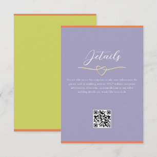 Carte D'accompagnement Détails du Mariage coloré Code QR