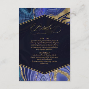 Carte D'accompagnement Détails du Mariage d'Agate Abstrait Minuit ID827