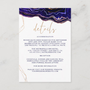 Carte D'accompagnement Détails du Mariage d'âge bleu profond Géométrique