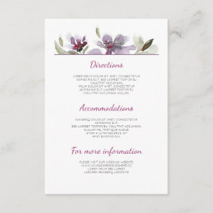 Carte D'accompagnement Détails du Mariage d'aquarelle de prune - Informat