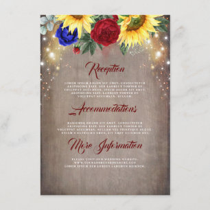 Carte D'accompagnement Détails du Mariage de automne Sunflowers