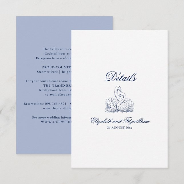 Carte D'accompagnement Détails du Mariage de bouquet de nuptiale (Devant / Derrière)