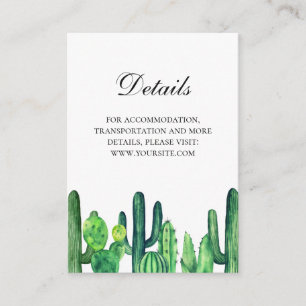 Carte D'accompagnement Détails du mariage de cactus vert. Cactus été