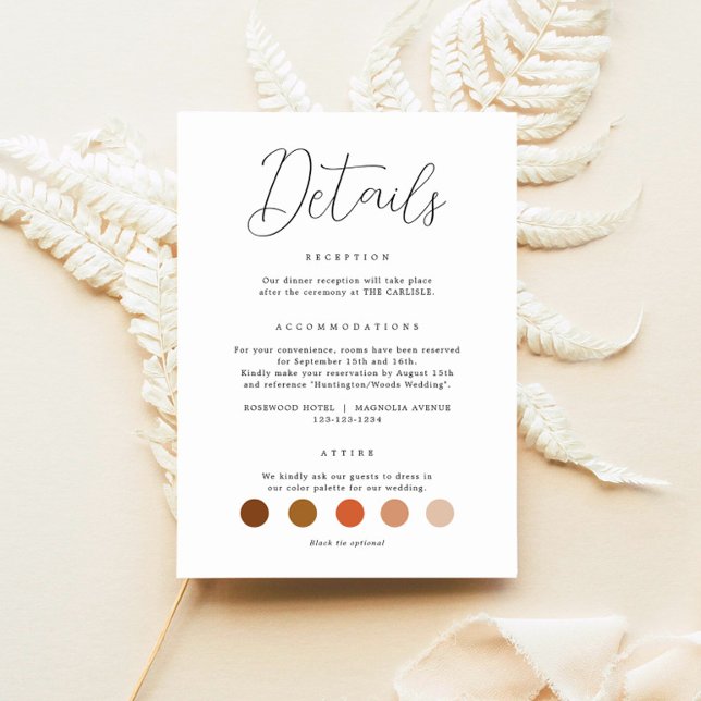 Carte D'accompagnement Détails du Mariage de calligraphie élégant (Créateur téléchargé)
