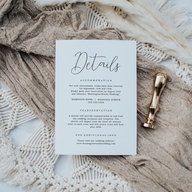 Carte D'accompagnement Détails du Mariage de calligraphie rustique (Créateur téléchargé)