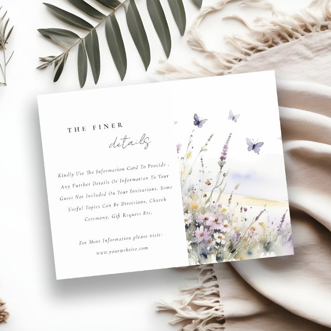 Carte D'accompagnement Détails du Mariage de champ de papillon Lilac Fleu (Créateur téléchargé)