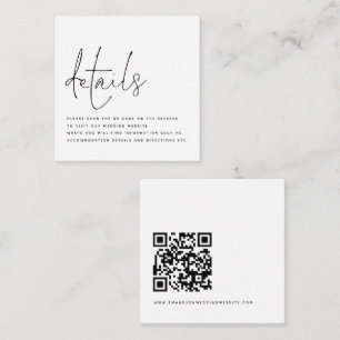 Carte D'accompagnement Détails du Mariage de code QR de script minimalist