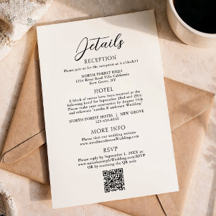 Carte D'accompagnement Détails du Mariage de code Qr de script simple et 