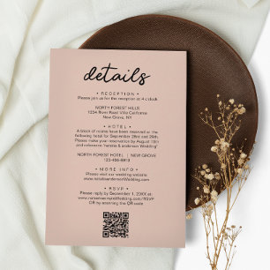 Carte D'accompagnement Détails du Mariage de code QR de script simple et 
