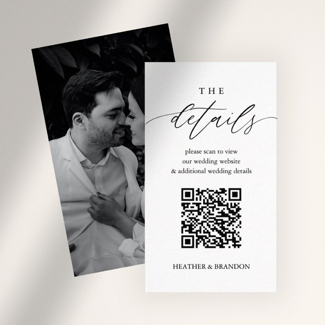 Carte D'accompagnement Détails du Mariage de code QR élégant (Créateur téléchargé)