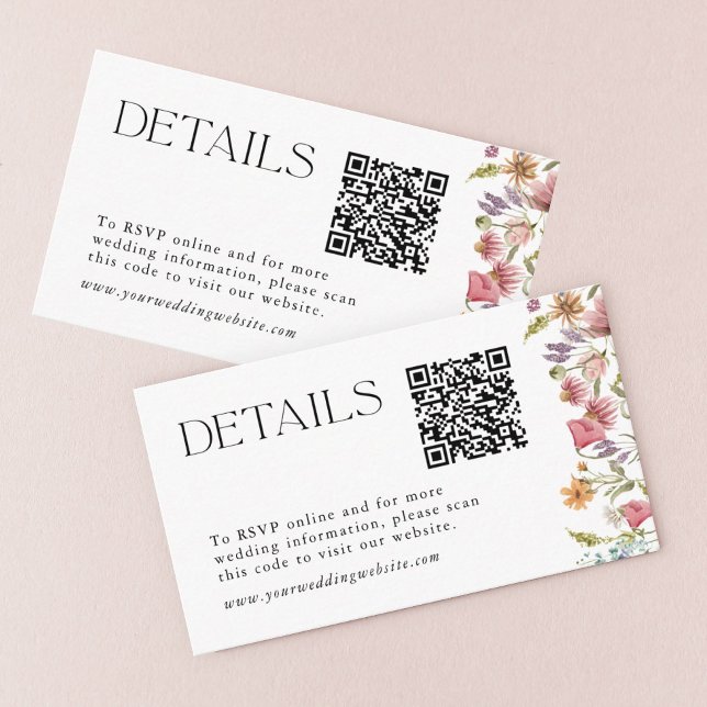 Carte D'accompagnement Détails du Mariage de code QR Fleur sauvage Spring (Créateur téléchargé)