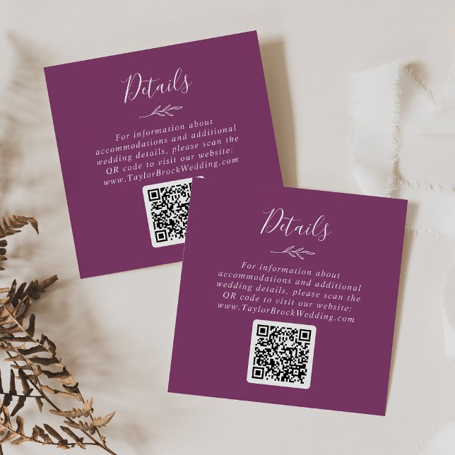 Carte D'accompagnement Détails du Mariage de code QR mauve pour baies de  (Créateur téléchargé)