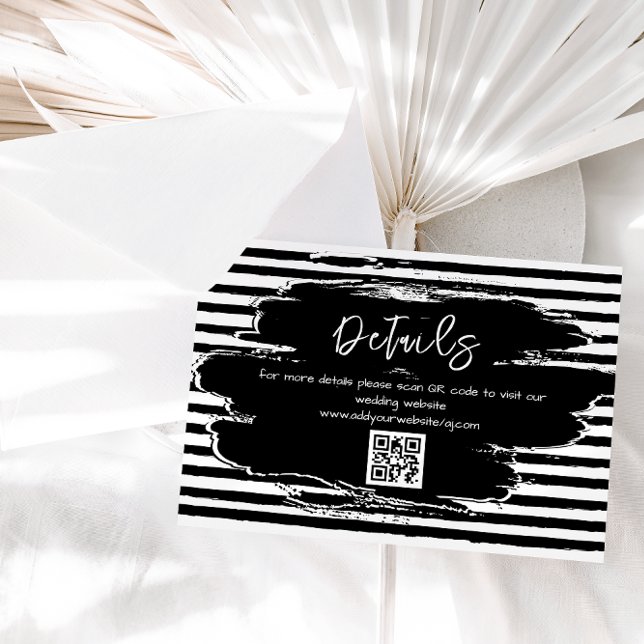 Carte D'accompagnement Détails du Mariage de code QR noir blanc (Créateur téléchargé)