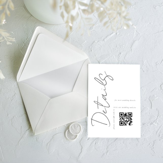 Carte D'accompagnement Détails du Mariage de code QR simple moderne (Créateur téléchargé)