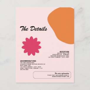 Carte D'accompagnement Détails du Mariage de conception graphique amusant