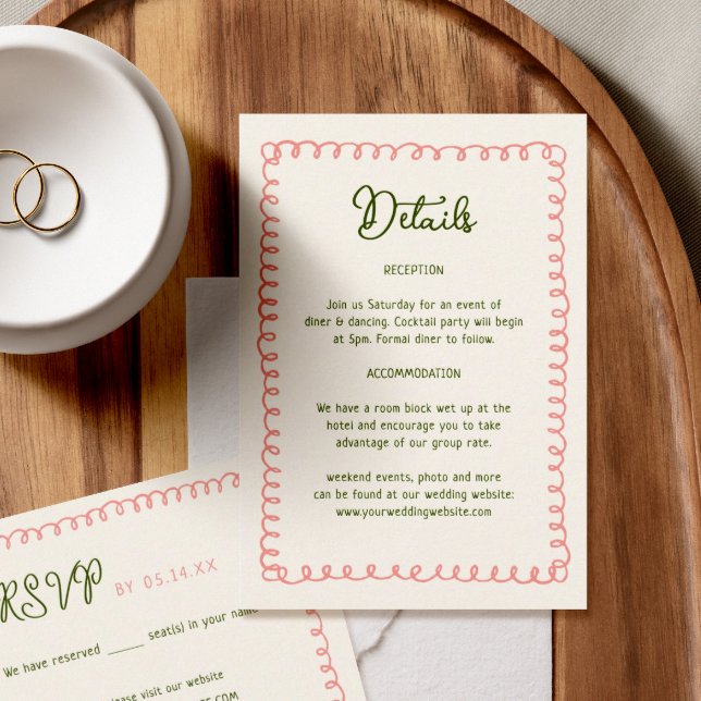 Carte D'accompagnement Détails du Mariage de divertissement français tiré (Créateur téléchargé)